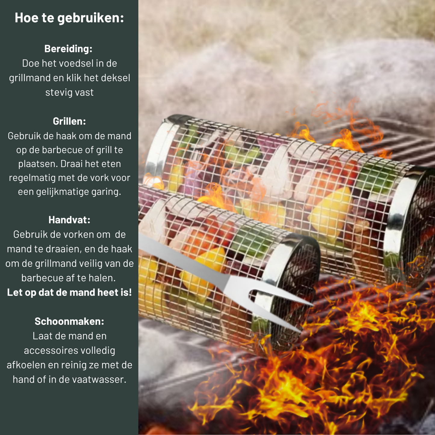 AVOID® - Grillmand BBQ - Set Van 2 - Verkrijgbaar in 2 Maten Grillmand Avoid