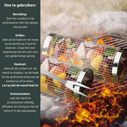 AVOID® - Grillmand BBQ - Set Van 2 - Verkrijgbaar in 2 Maten Grillmand Avoid