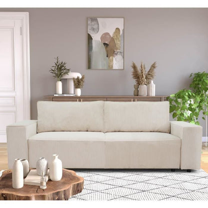 CASAPY JOSH 4-zits vaste bank - Parel ribfluweel - 241 x 86 x 88 cm - Furniture > Benches