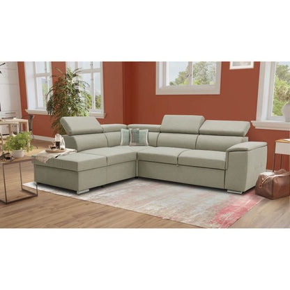 CASAPY DAYTONA Reversible hoekbank met commode - 5 plaatsen - Beige stof - 260 x 77 / 94 x 216 cm - Furniture > Benches