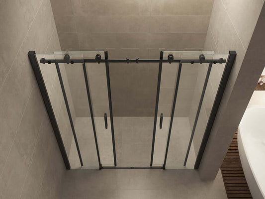 Wiesbaden Doucheschuifdeur 4-delig 180x200 cm 8 mm Nano Coating Glas | Mat Zwart | Nis Deur