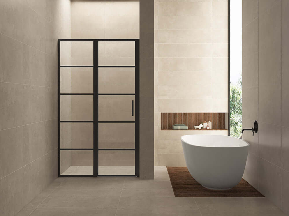 Horizon Nisdeur met Vast Paneel Wiesbaden 100x200 cm 8 mm Nano Mat Zwart