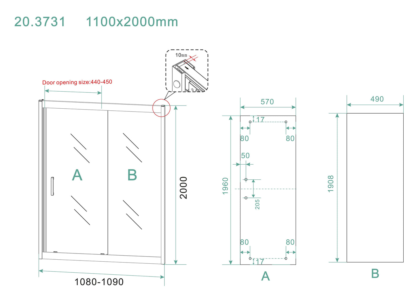 Skyline Doucheschuifdeur Wiesbaden 110x200 cm 8 mm Nano Coating Mat Zwart