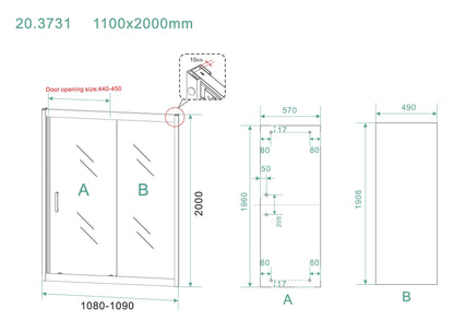 Skyline Doucheschuifdeur Wiesbaden 110x200 cm 8 mm Nano Coating Mat Zwart