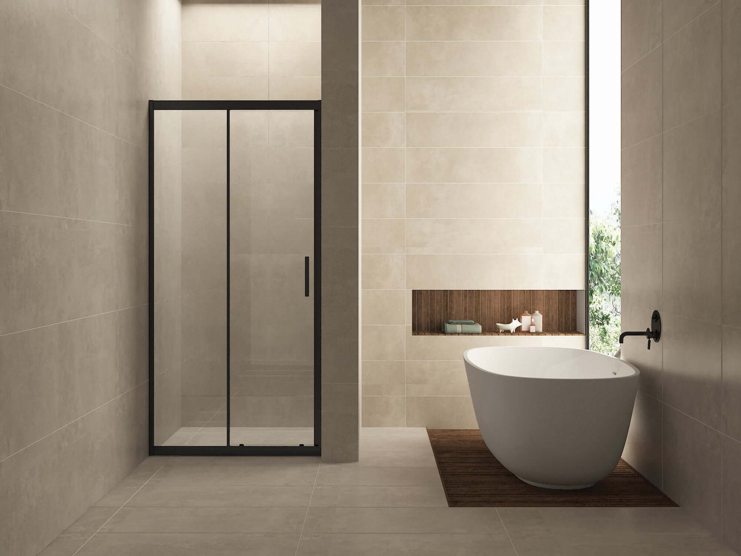 Skyline Doucheschuifdeur Wiesbaden 110x200 cm 8 mm Nano Coating Mat Zwart