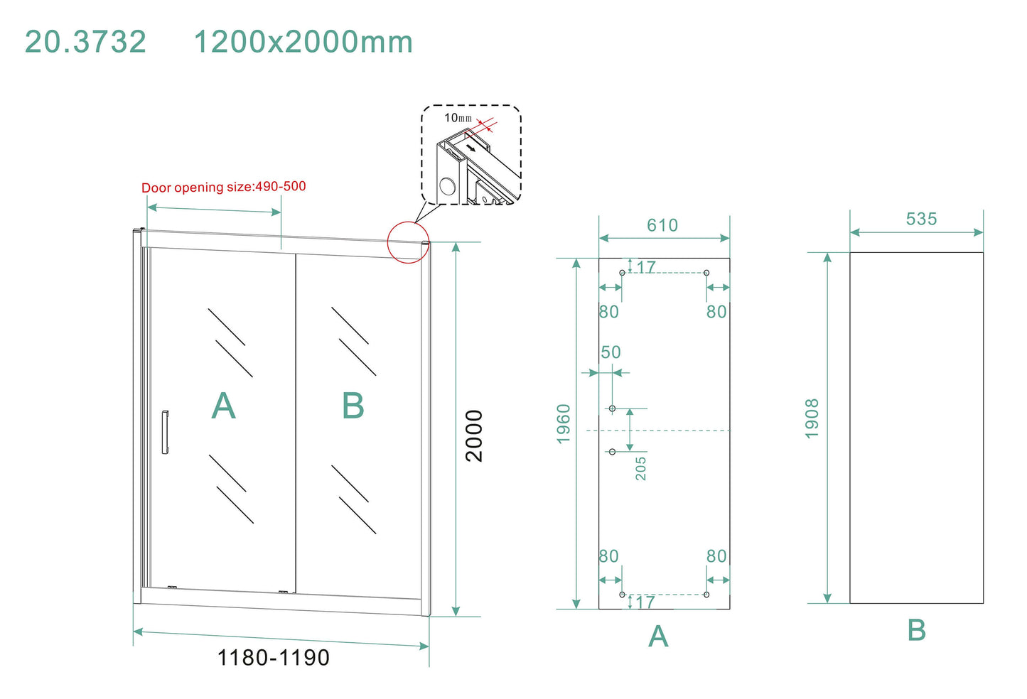 Skyline Doucheschuifdeur Wiesbaden 120x200 cm 8 mm Nano Coating Mat Zwart