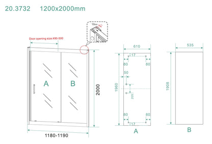 Skyline Doucheschuifdeur Wiesbaden 120x200 cm 8 mm Nano Coating Mat Zwart