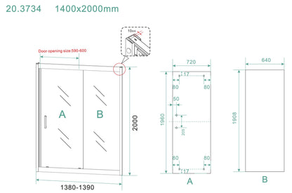 Skyline Doucheschuifdeur Wiesbaden 140x200 cm 8 mm Nano Coating Mat Zwart