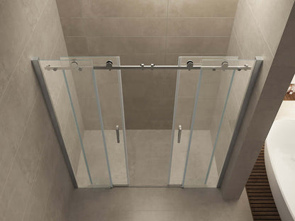 Douchedeur Wiesbaden | Verschuifbaar 4-delig | 180x200cm | 8 mm Nano-coatingglas | Chroom | Nis Deur