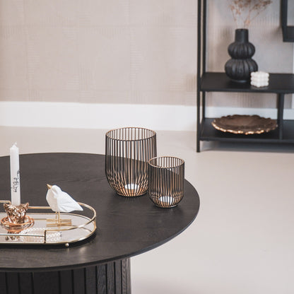Housevitamin Kaarsenhouder - Metaal - Zwart/Goud - S2 - 13x13x16cm|9x9x11cm - Home & Garden > Decor > Home Fragrances > Candles