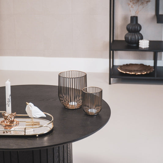 Housevitamin Kaarsenhouder - Metaal - Zwart/Goud - S2 - 13x13x16cm|9x9x11cm - Home & Garden > Decor > Home Fragrances > Candles