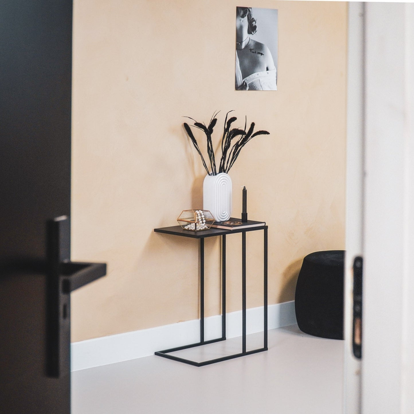 Housevitamin Bijzettafel - Metaal - Zwart - 45x30x60cm - Furniture > Tables