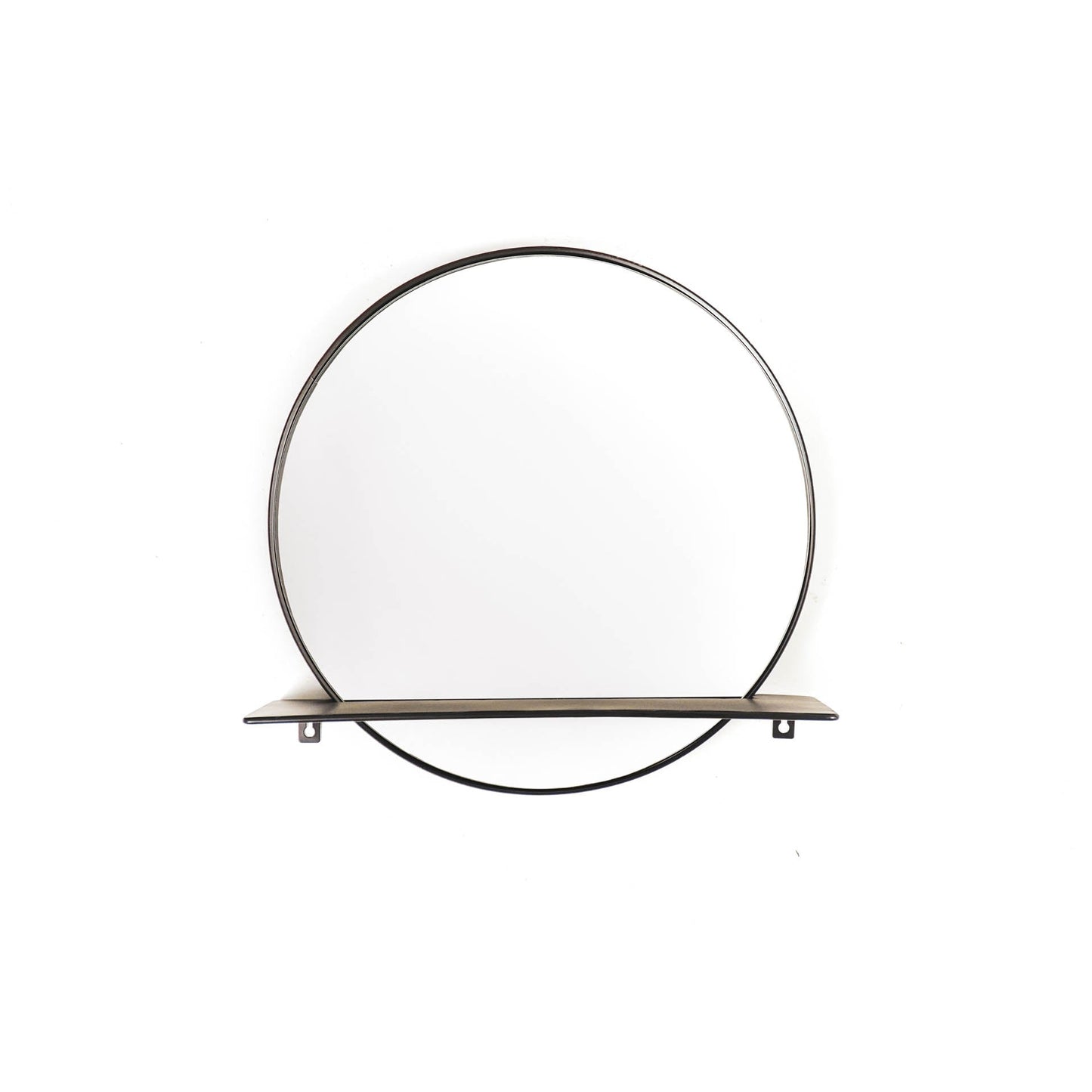 Housevitamin HV Ronde Metalen Spiegel met Plank - Zwart - Ø40cm - Home & Garden > Decor > Mirrors