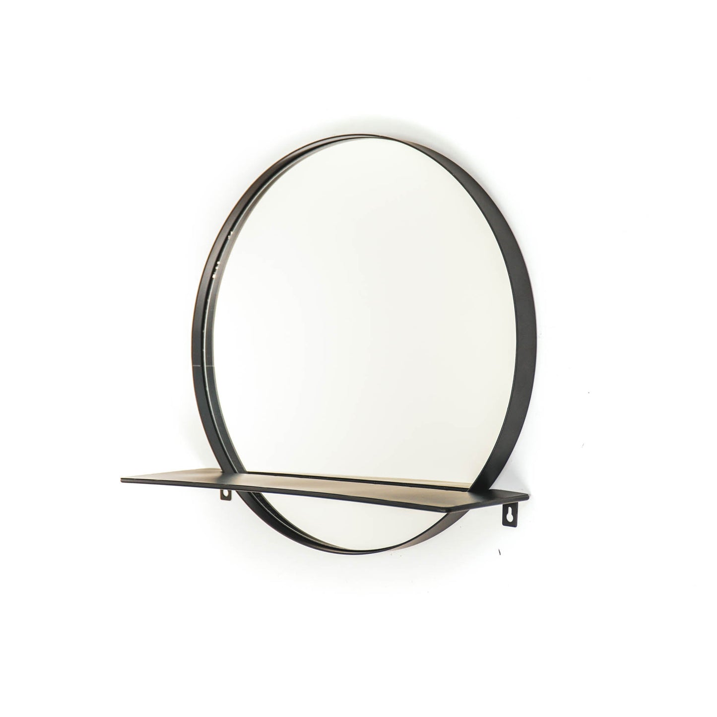 Housevitamin HV Ronde Metalen Spiegel met Plank - Zwart - Ø40cm - Home & Garden > Decor > Mirrors