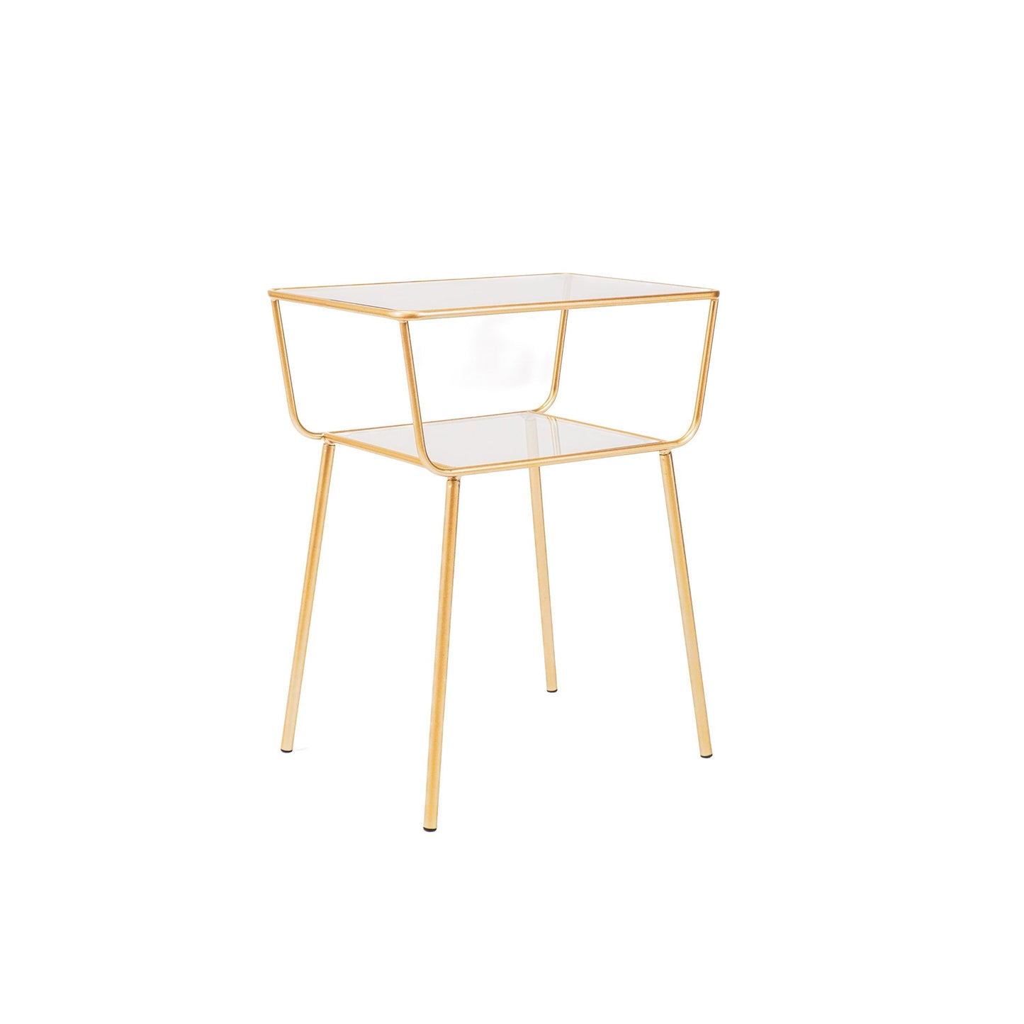 Housevitamin Bijzettafel / Nachtkastje - Metaal & Glas - Goud - 50x35x60cm - Furniture > Tables