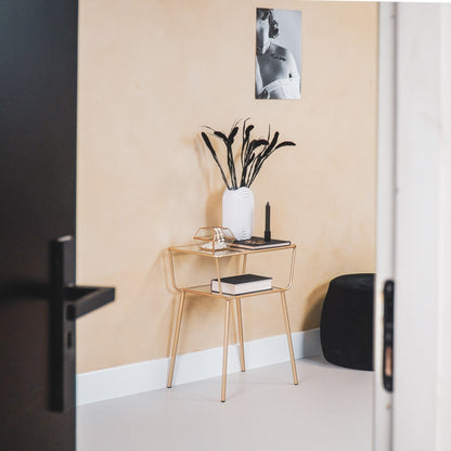 Housevitamin Bijzettafel / Nachtkastje - Metaal & Glas - Goud - 50x35x60cm - Furniture > Tables