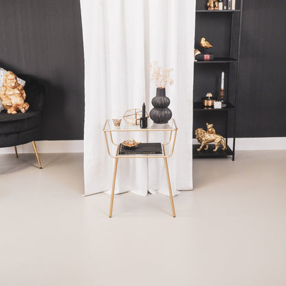 Housevitamin Bijzettafel / Nachtkastje - Metaal & Glas - Goud - 50x35x60cm - Furniture > Tables