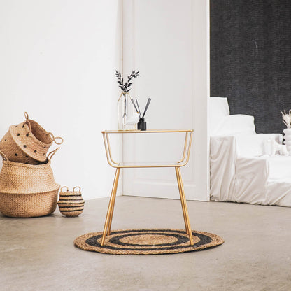 Housevitamin Bijzettafel / Nachtkastje - Metaal & Glas - Goud - 50x35x60cm - Furniture > Tables