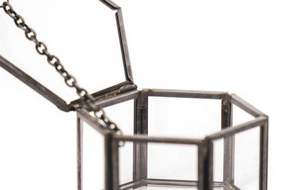 Housevitamin Opbergdoos - Zeshoek - Metaal/Glas - Zwart - 6x5,5x3,5cm - Home & Garden > Decor