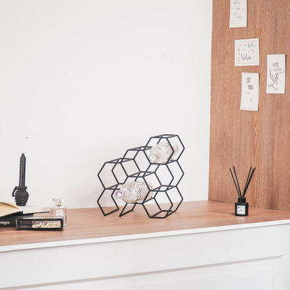 Housevitamin Wijnrek - Metaal - Zwart - 6 flessen - 28x19x29cm - Furniture > Cabinets & Storage > Wine Racks