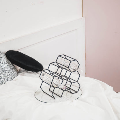 Housevitamin Wijnrek - Metaal - Zwart - 6 flessen - 28x19x29cm - Furniture > Cabinets & Storage > Wine Racks