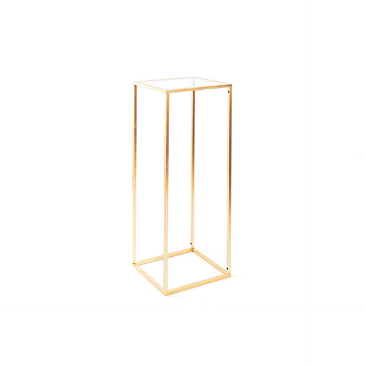 Housevitamin Pilaar - Metaal/Glas - Goud - 30x30x80cm - Furniture > Tables