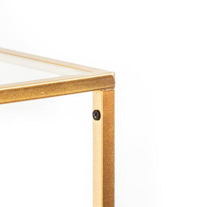 Housevitamin Pilaar - Metaal/Glas - Goud - 30x30x80cm - Furniture > Tables