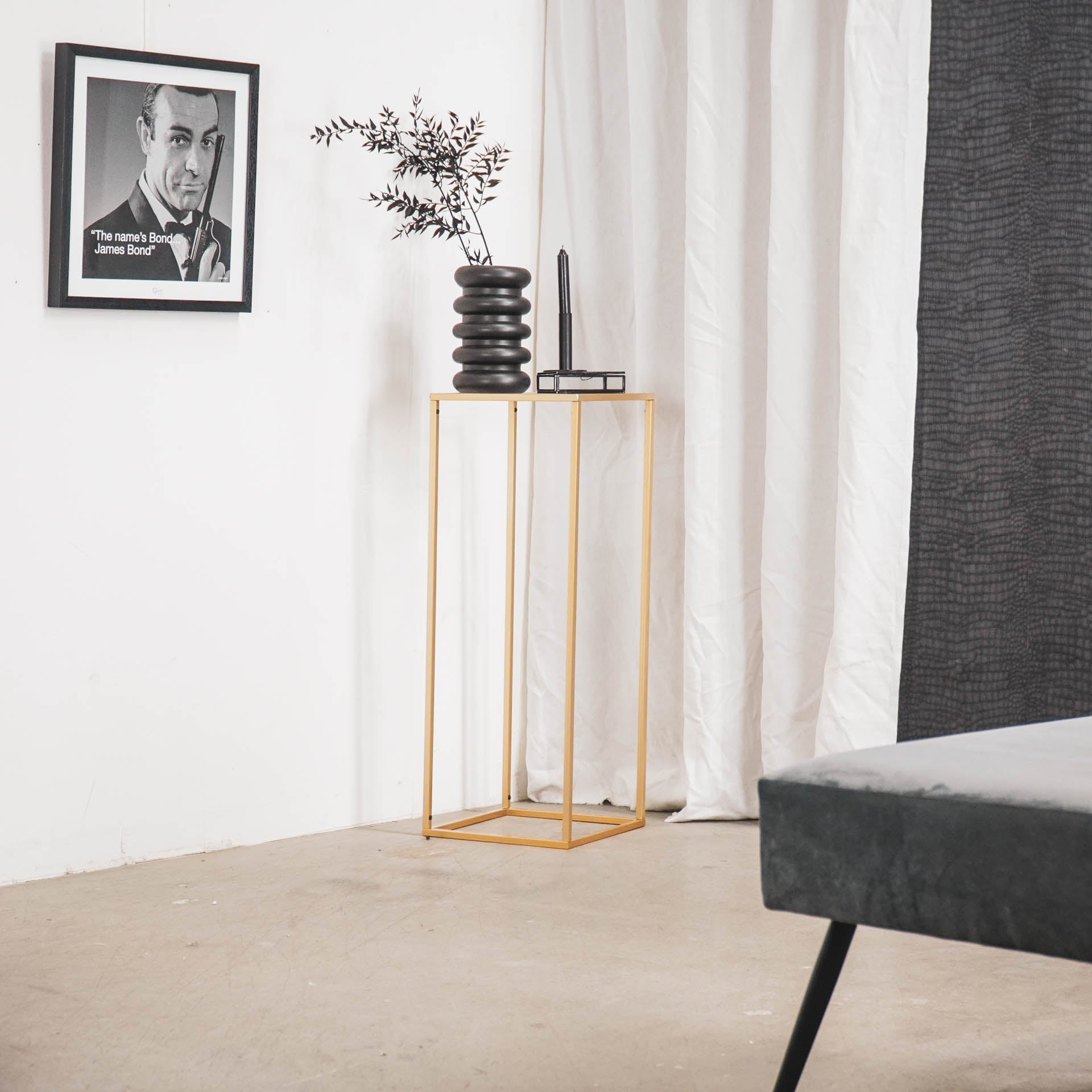 Housevitamin Pilaar - Metaal/Glas - Goud - 30x30x80cm - Furniture > Tables