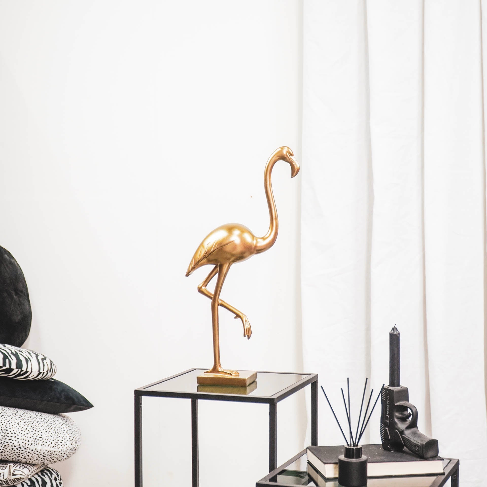 Housevitamin Ornament - Flamingo - Polyresin - Goud - 16,5x10x39cm - Home & Garden > Decor