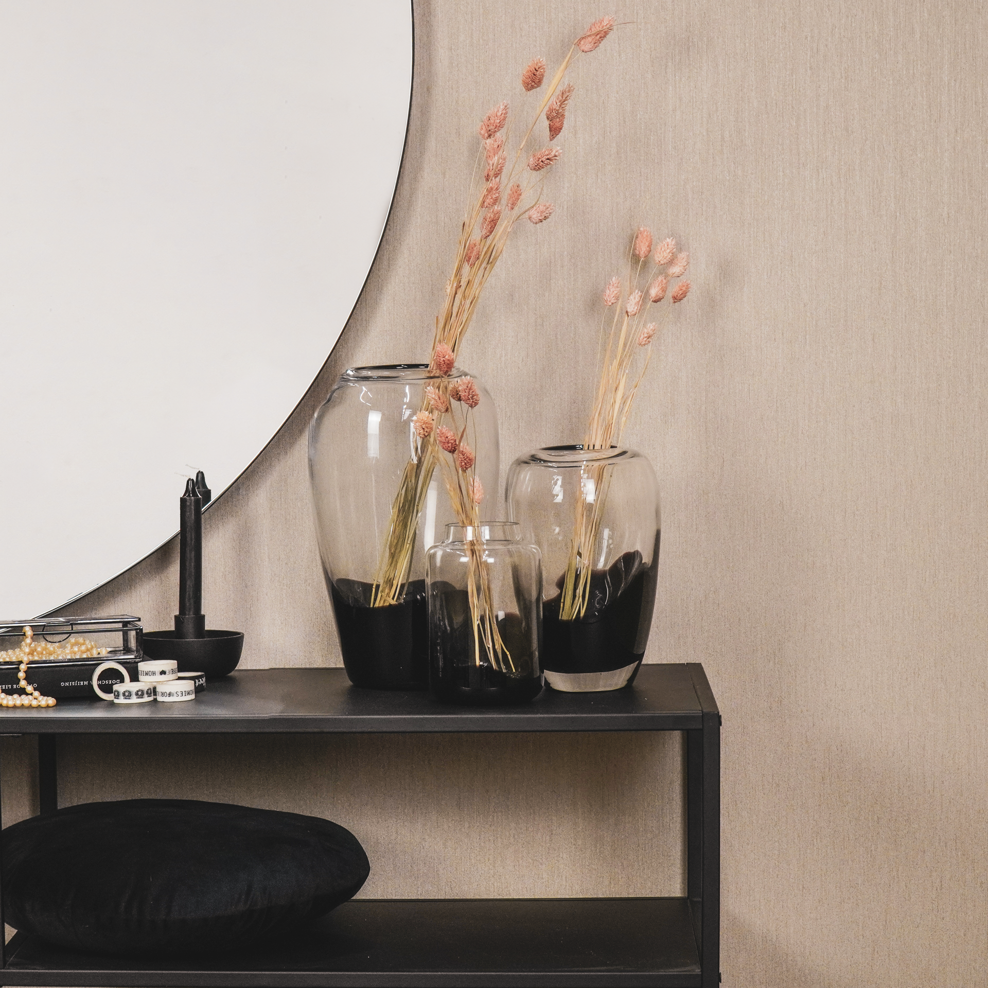 Housevitamin Vaas - Glas - Dipdye - Transparant/Bruin - 15x22cm - Home & Garden > Decor > Vases