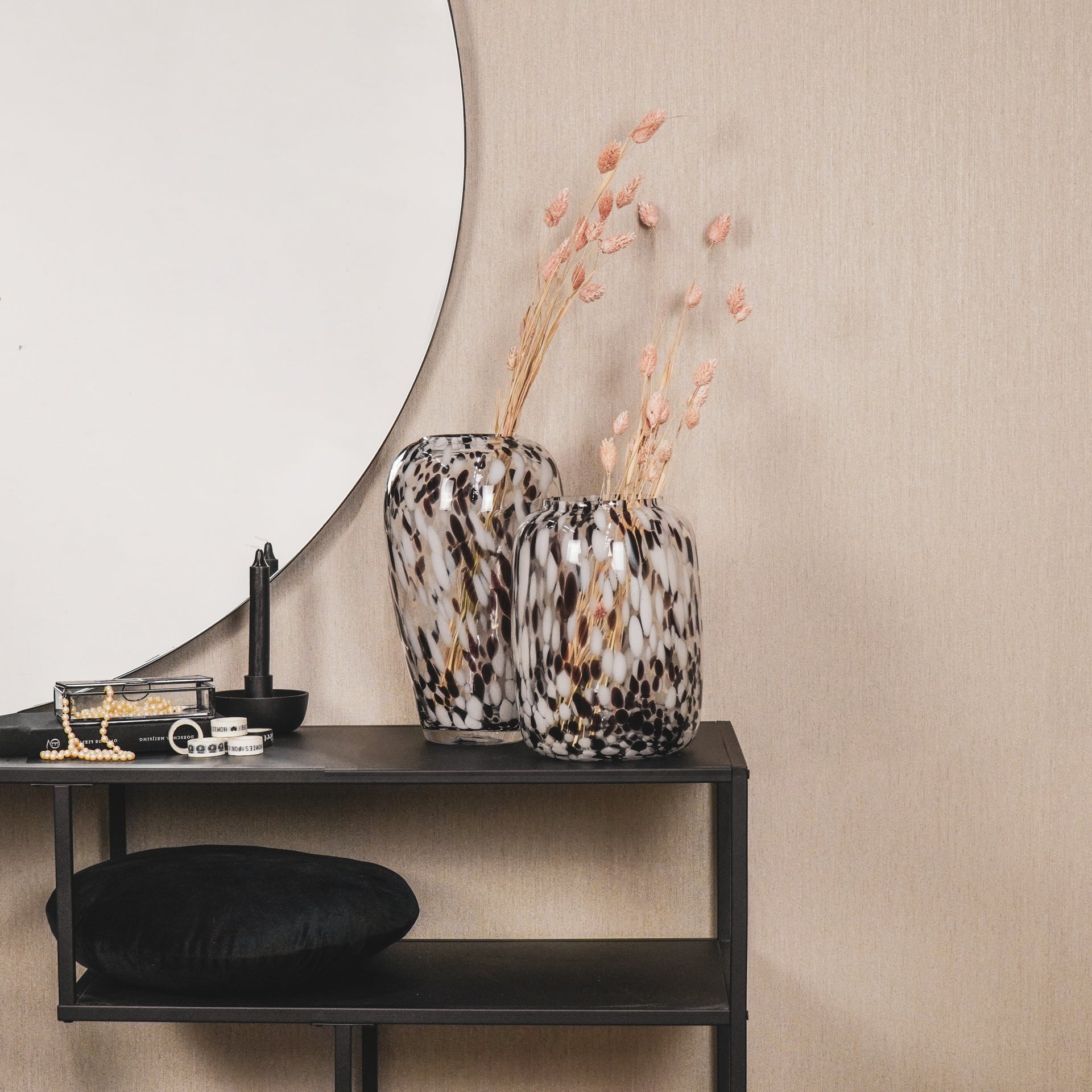 Vaas - Stippen - Glas - Helder/Bruin - 18x25cm Housevitamin