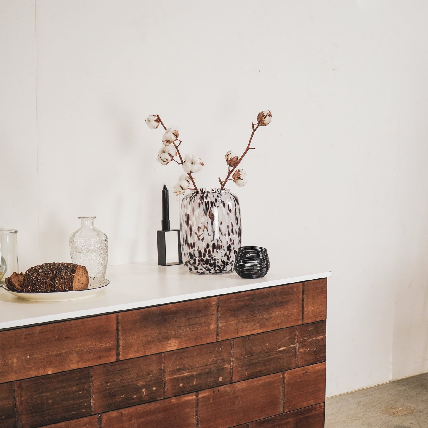 Vaas - Stippen - Glas - Helder/Bruin - 18x25cm Housevitamin