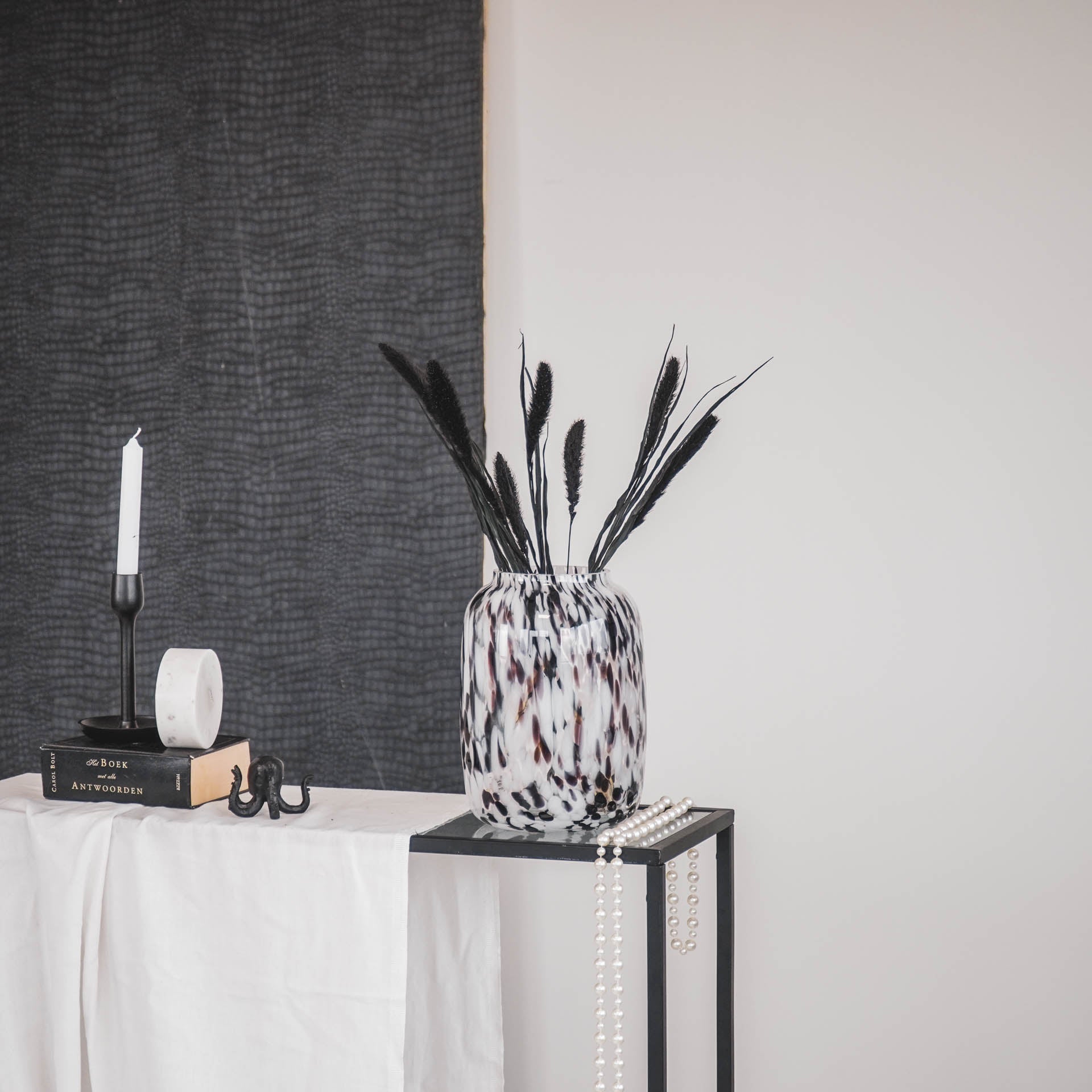 Vaas - Stippen - Glas - Helder/Bruin - 18x25cm Housevitamin