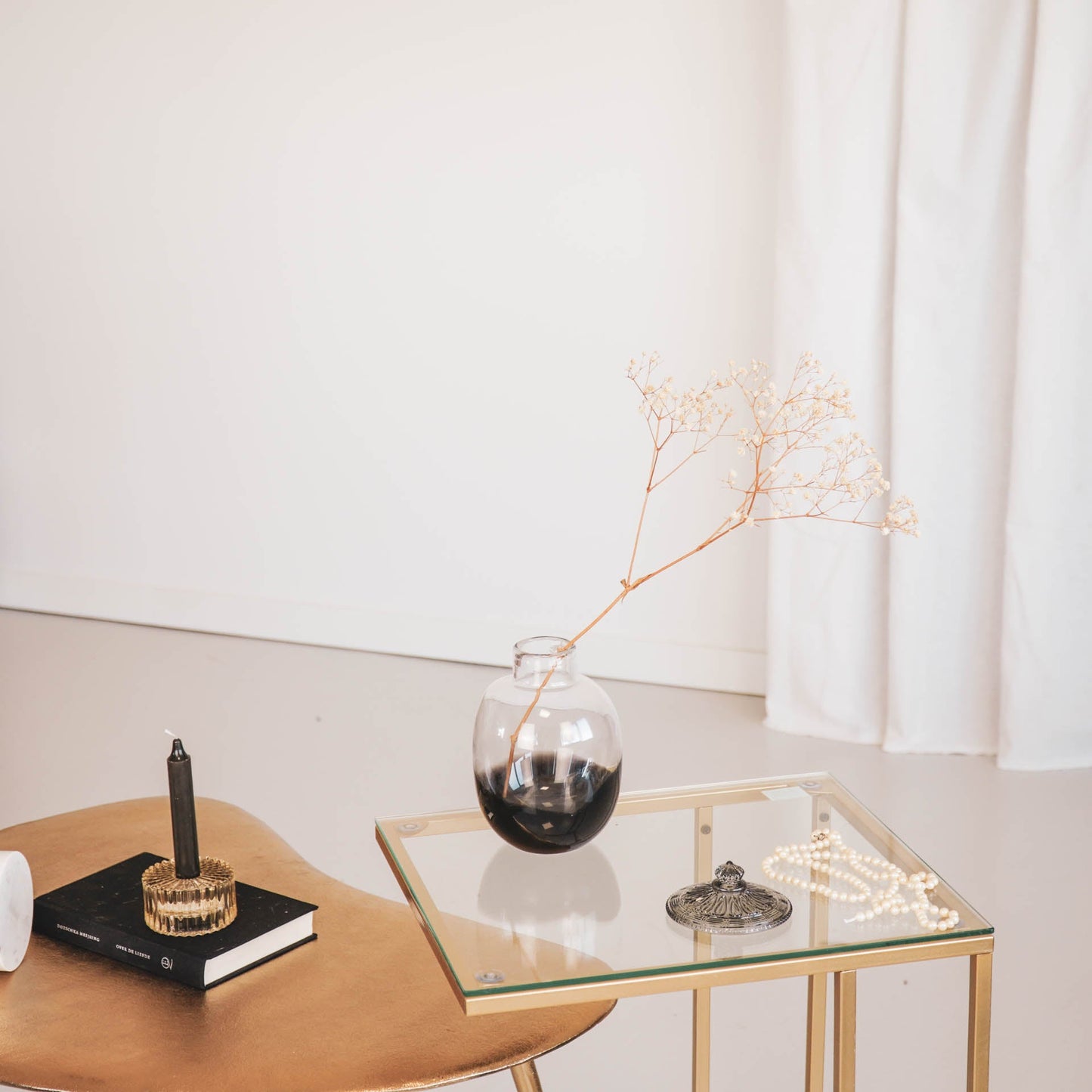 Housevitamin Vaas - Glas - Dipdye - Transparant/Bruin - 12x16cm - Home & Garden > Decor > Vases