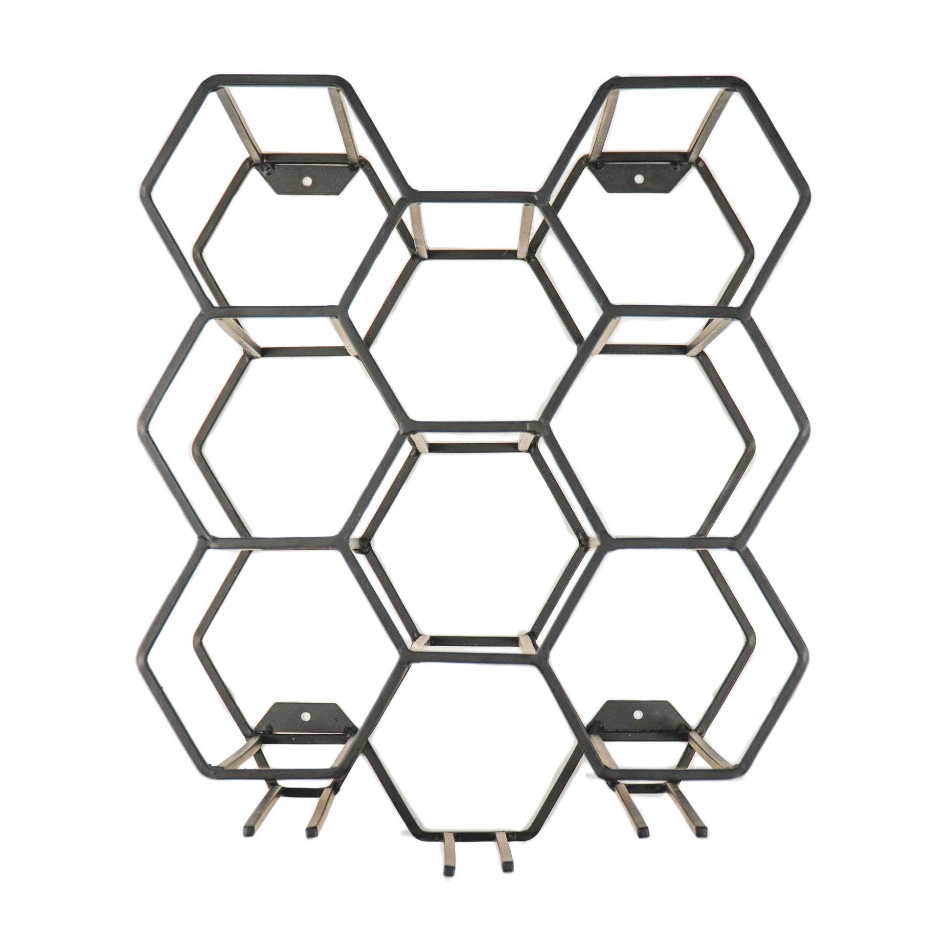 Housevitamin Wijnrek - Metaal - Zwart - 11 flessen - 27x19.5x32.5cm - Furniture > Cabinets & Storage > Wine Racks