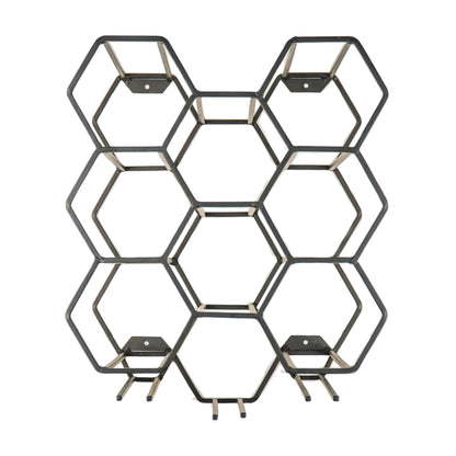 Housevitamin Wijnrek - Metaal - Zwart - 11 flessen - 27x19.5x32.5cm - Furniture > Cabinets & Storage > Wine Racks