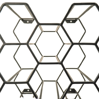 Housevitamin Wijnrek - Metaal - Zwart - 11 flessen - 27x19.5x32.5cm - Furniture > Cabinets & Storage > Wine Racks