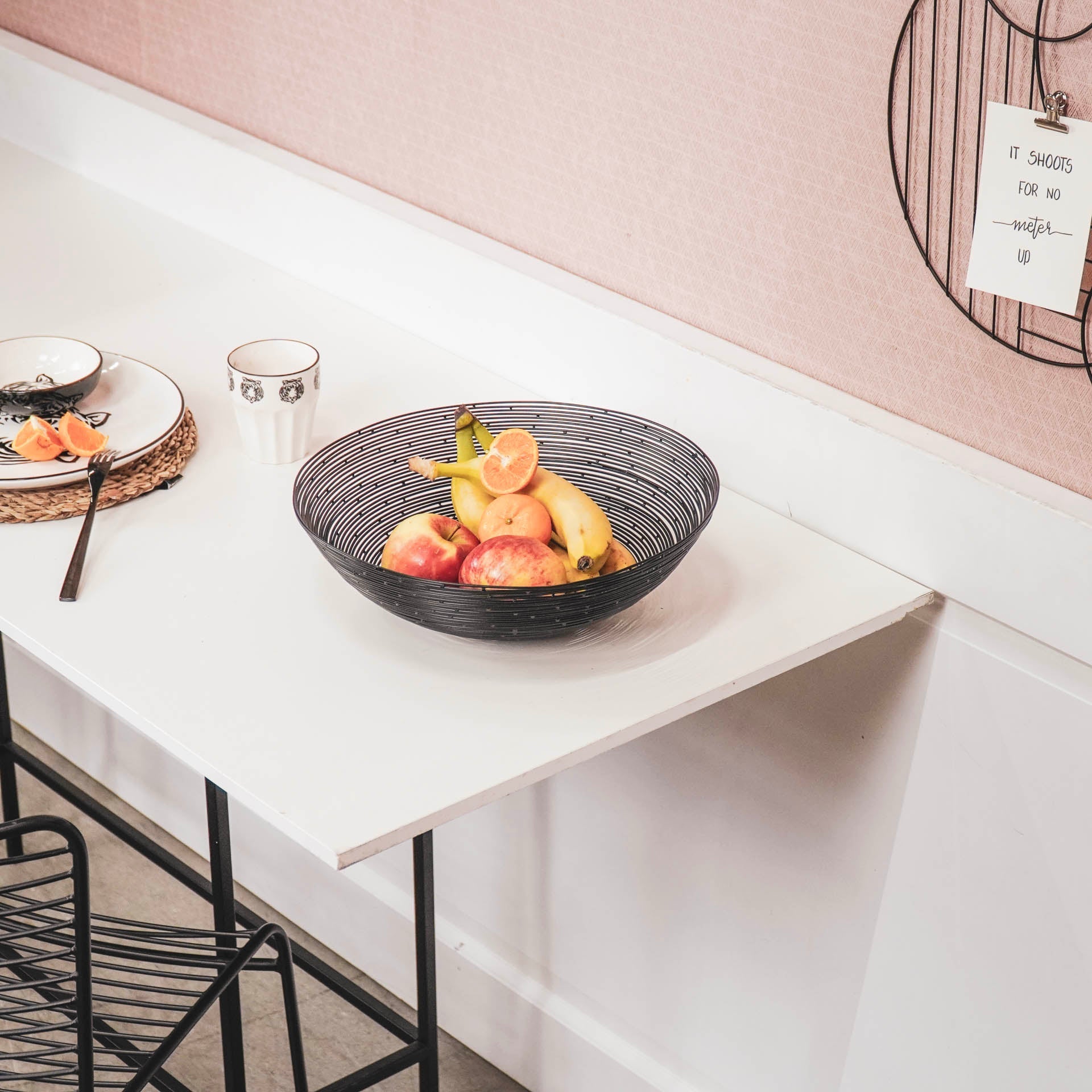 Housevitamin HV Bedraade Stalen Kom - Zwart - 34x34x10cm - Home & Garden > Decor > Decorative Bowls