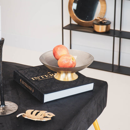 Housevitamin Schaal op voet - Glas - Smokey - 24,5x24,5x8,5cm - Home & Garden > Decor