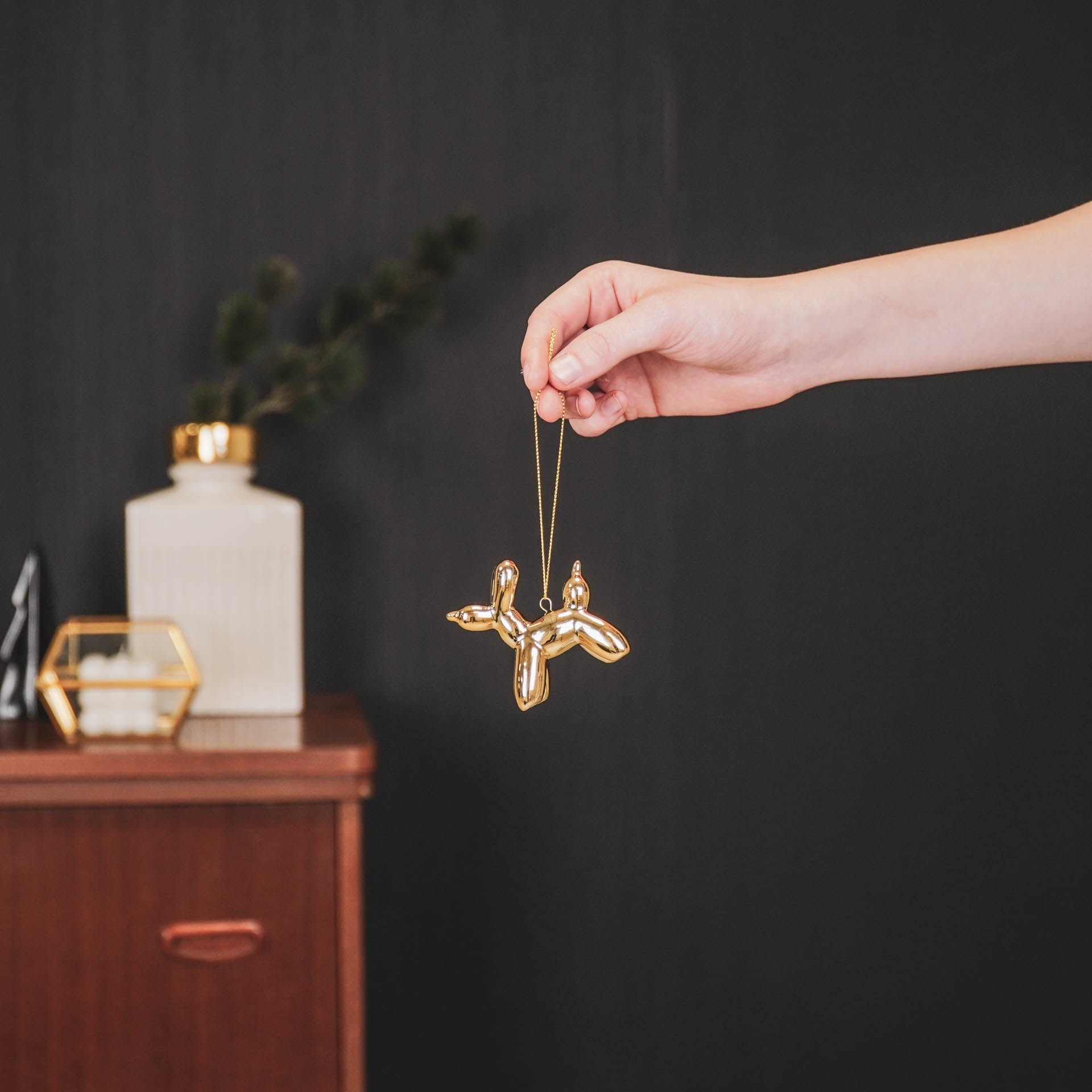 Ornament - Ballonnenhanger - Keramiek - Goud - 6,5x3x6cm Housevitamin