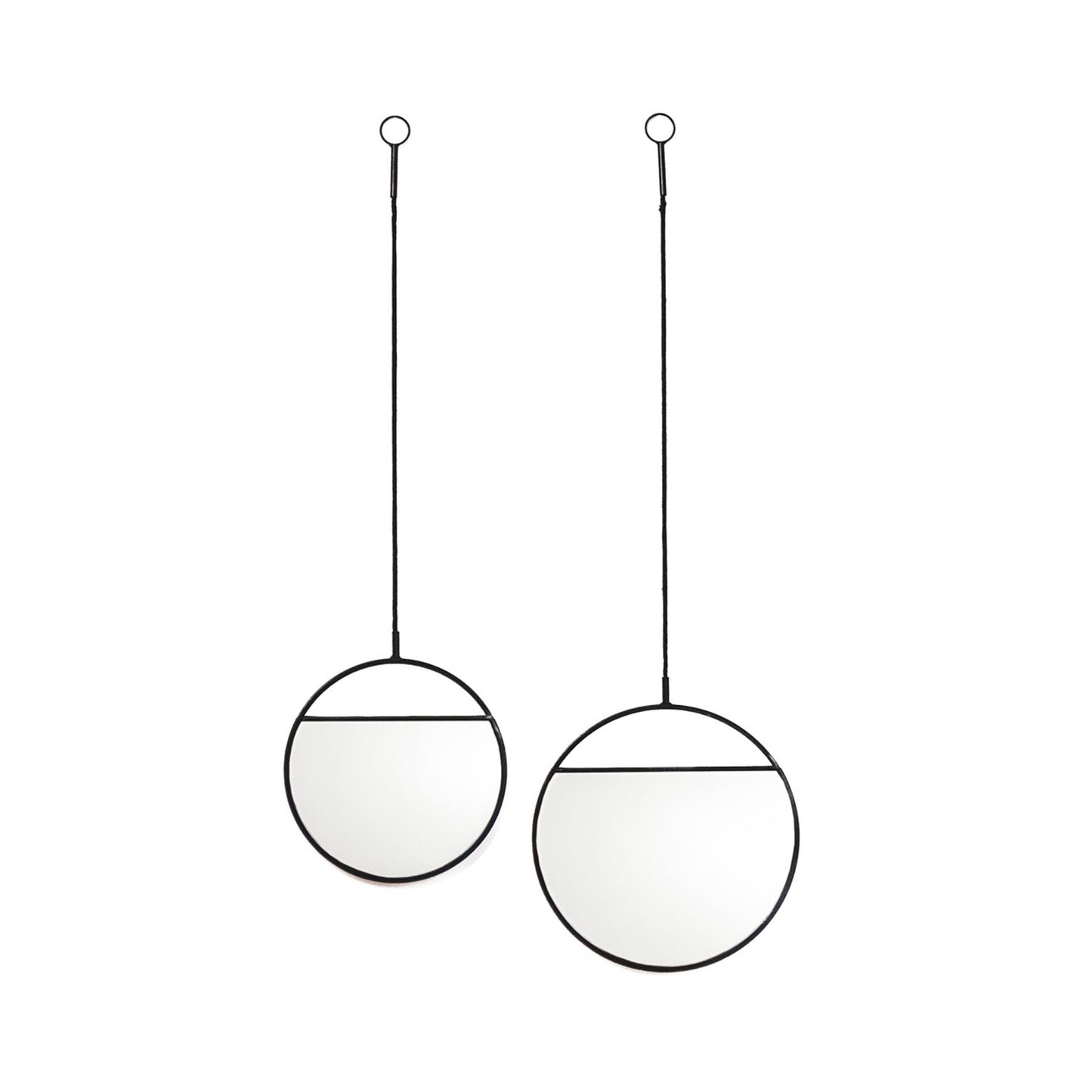 Housevitamin Spiegel - Ronde Wandspiegels - Metaal - Zwart-S2- 25x90&30x100 - Home & Garden > Decor > Mirrors