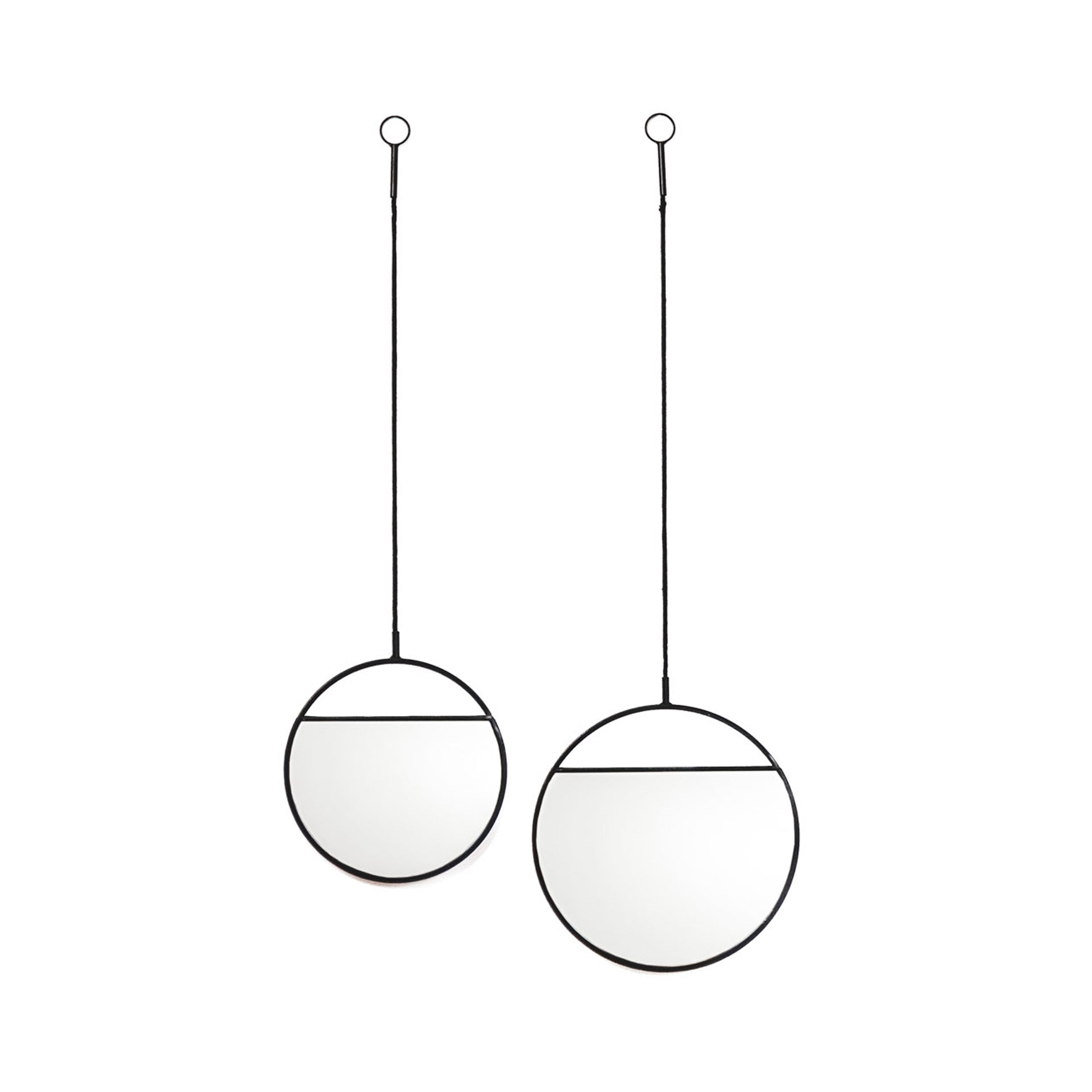 Housevitamin Spiegel - Ronde Wandspiegels - Metaal - Zwart-S2- 25x90&30x100 - Home & Garden > Decor > Mirrors