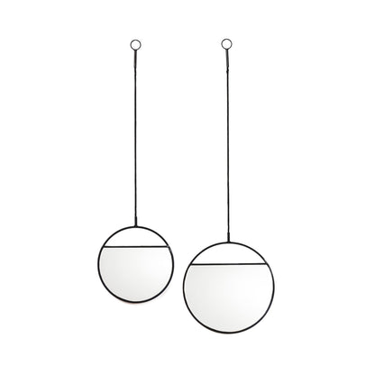 Housevitamin Spiegel - Ronde Wandspiegels - Metaal - Zwart-S2- 25x90&30x100 - Home & Garden > Decor > Mirrors