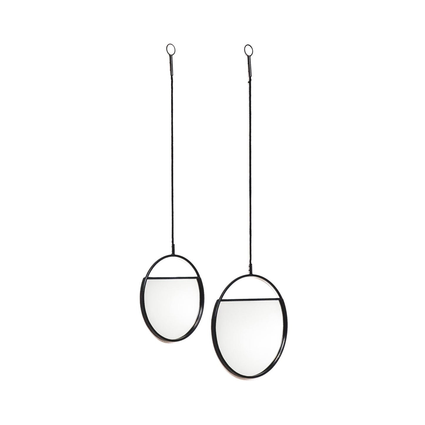 Housevitamin Spiegel - Ronde Wandspiegels - Metaal - Zwart-S2- 25x90&30x100 - Home & Garden > Decor > Mirrors