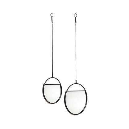 Housevitamin Spiegel - Ronde Wandspiegels - Metaal - Zwart-S2- 25x90&30x100 - Home & Garden > Decor > Mirrors