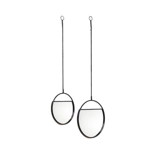 Housevitamin Spiegel - Ronde Wandspiegels - Metaal - Zwart-S2- 25x90&30x100 - Home & Garden > Decor > Mirrors