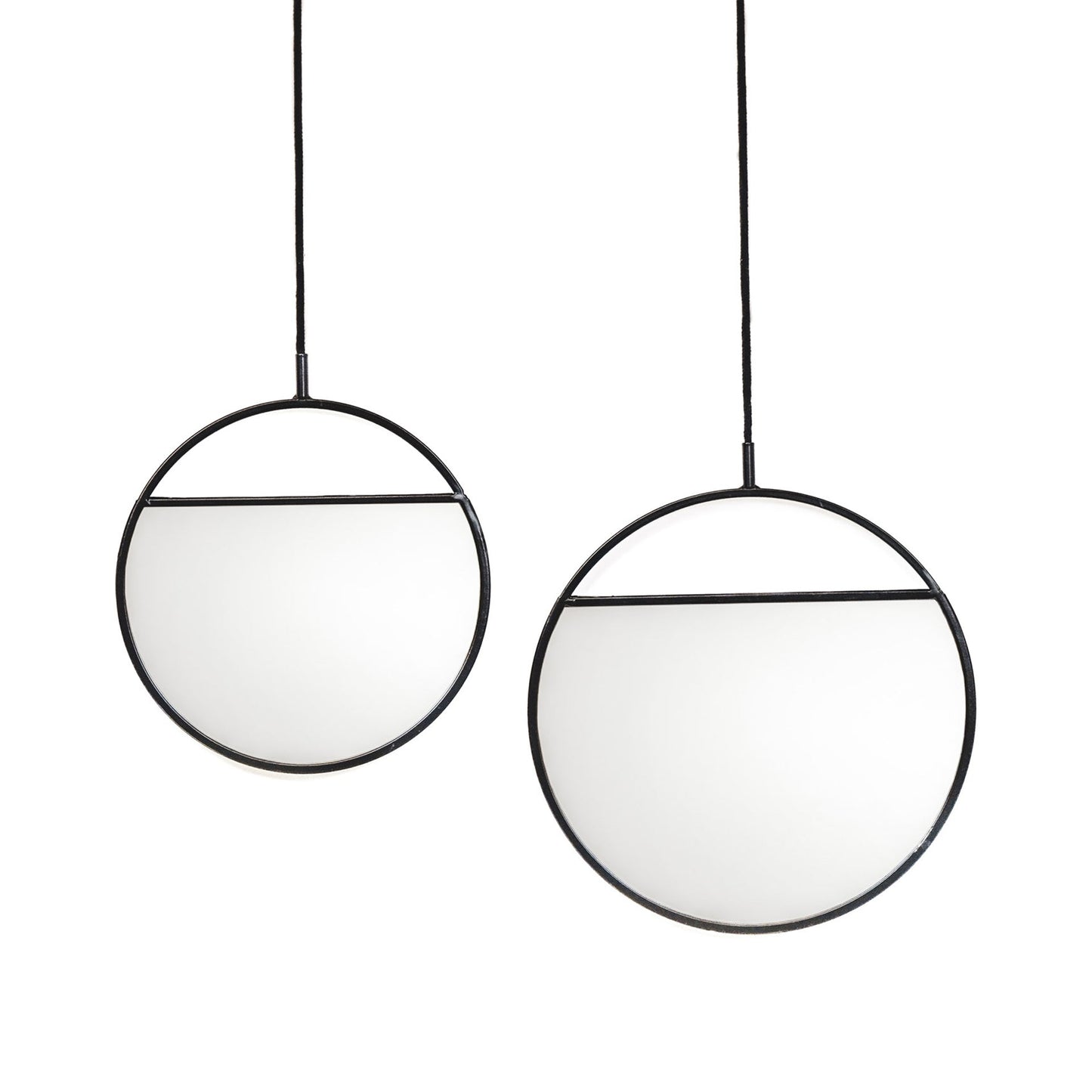 Housevitamin Spiegel - Ronde Wandspiegels - Metaal - Zwart-S2- 25x90&30x100 - Home & Garden > Decor > Mirrors