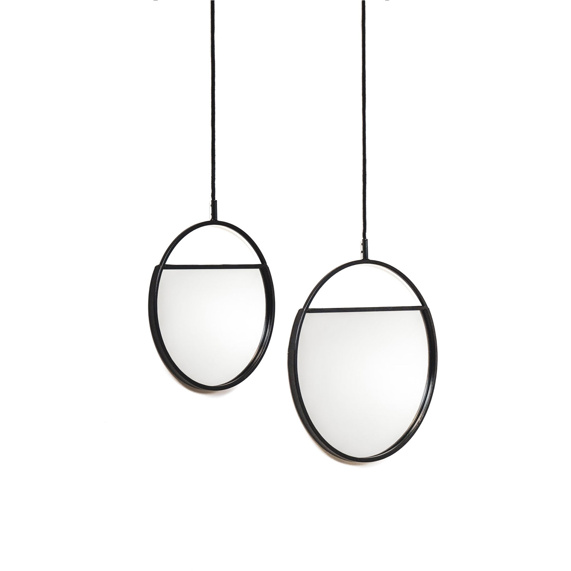 Housevitamin Spiegel - Ronde Wandspiegels - Metaal - Zwart-S2- 25x90&30x100 - Home & Garden > Decor > Mirrors
