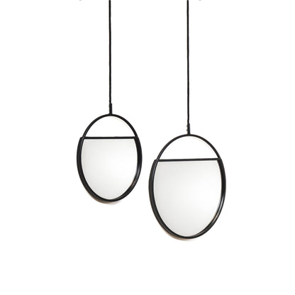 Housevitamin Spiegel - Ronde Wandspiegels - Metaal - Zwart-S2- 25x90&30x100 - Home & Garden > Decor > Mirrors