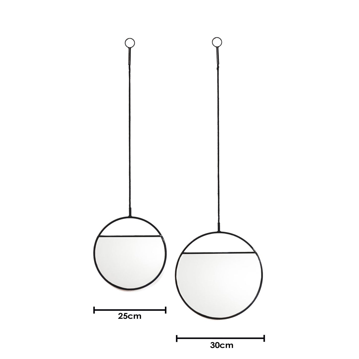 Housevitamin Spiegel - Ronde Wandspiegels - Metaal - Zwart-S2- 25x90&30x100 - Home & Garden > Decor > Mirrors